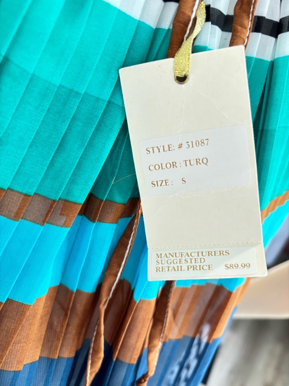 Vasna Desire Striped Halter Maxi Dress in Teal, Navy & Brown NWT - Picture 10 of 15